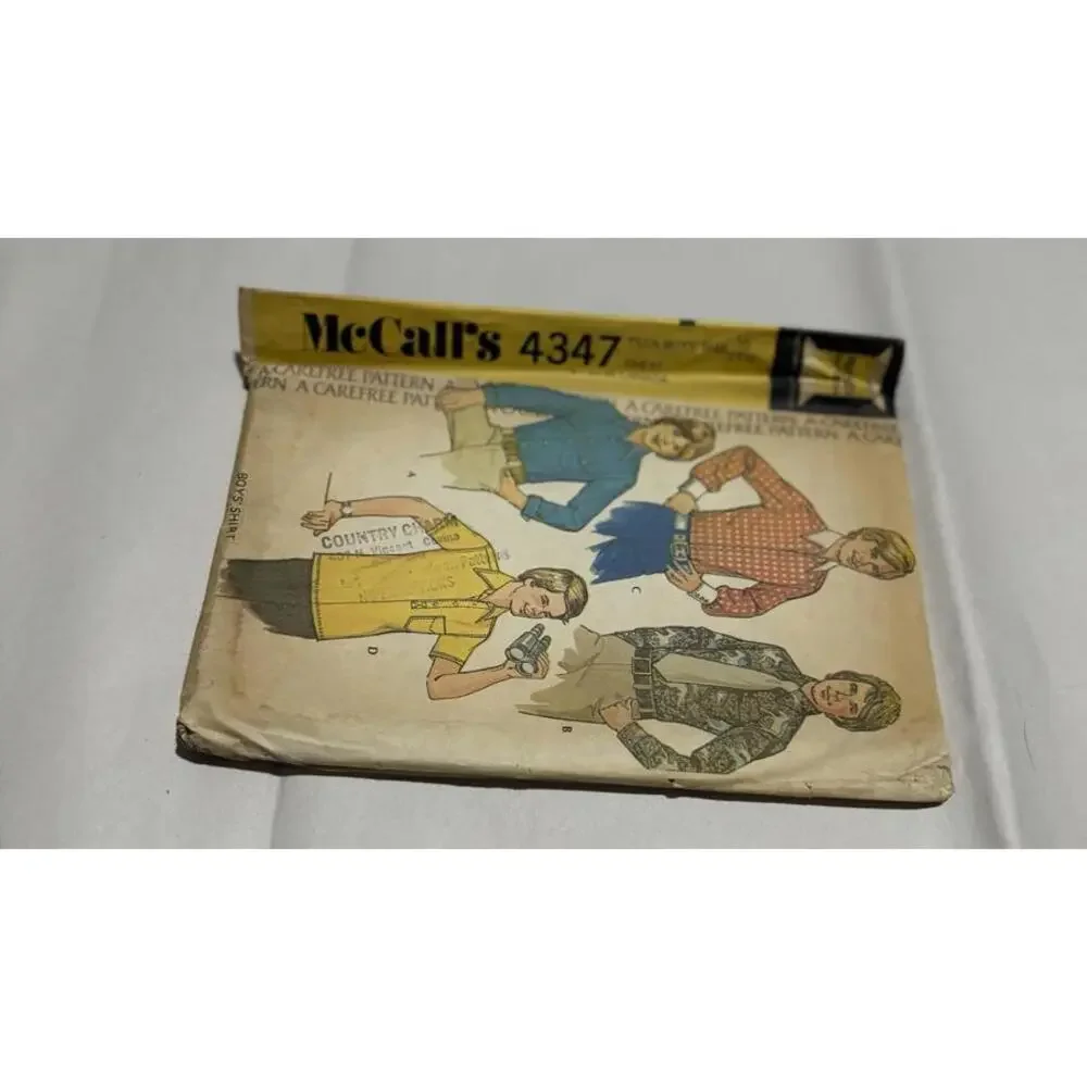 Vintage McCall’s 4347 Teen Boys Shirt Sewing Pattern – 1970s –‎ Size 16 Chest 35